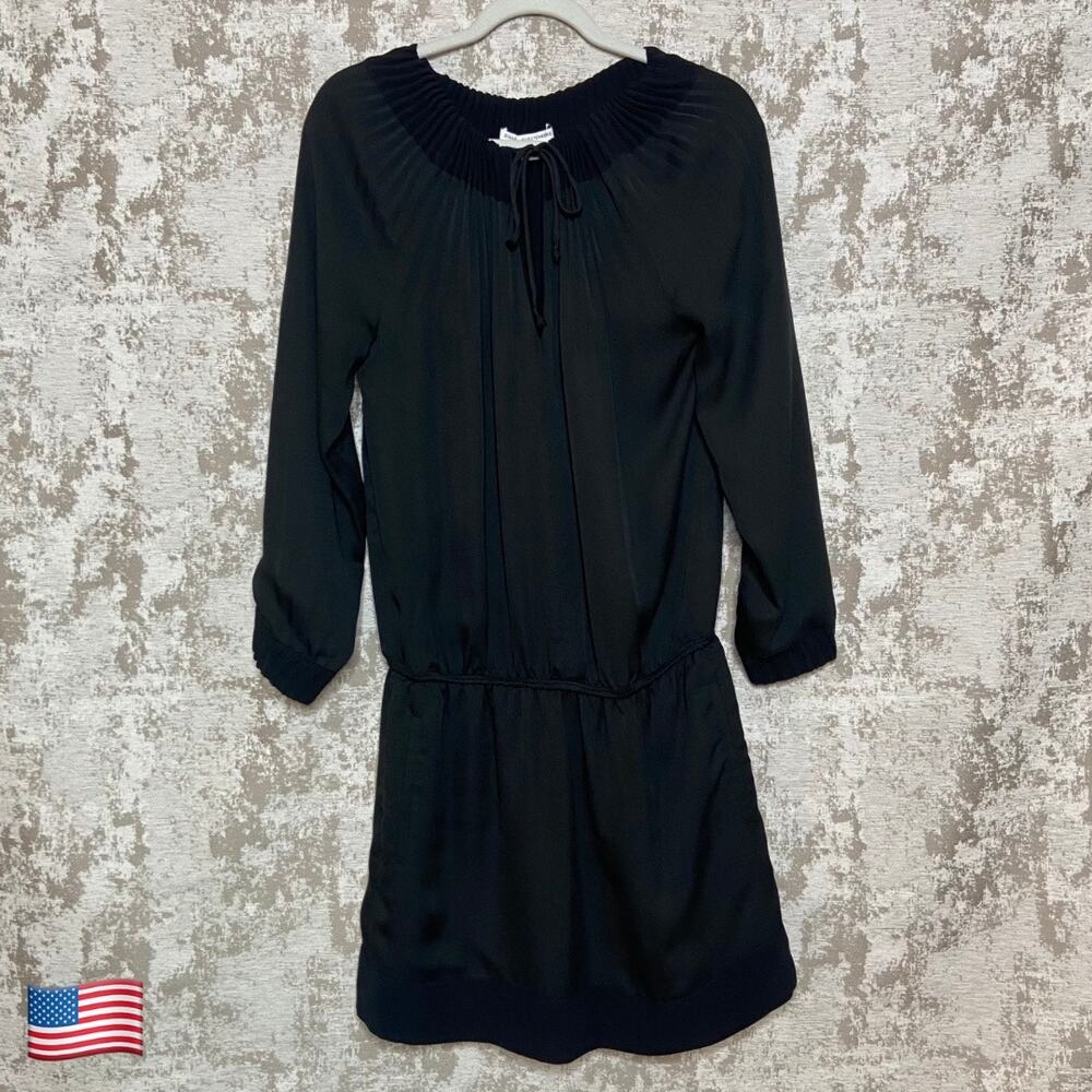 Diane von Furstenburg Mikino Pleated Neckline Dress in Black